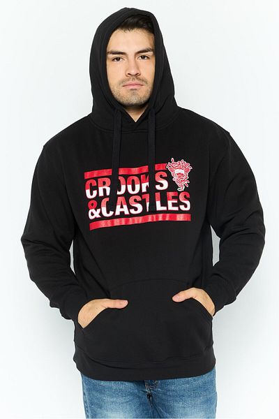 CROOKS CASTLES Men Graphic Printed Hooded Sweatshirt, Black