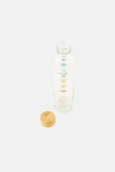 Muy Mucho Water Bottle With Graphic Print Glass 720 ml, Transparent