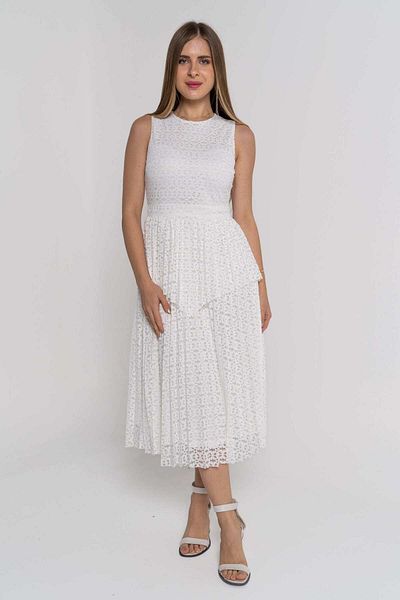 Nichii Sleeveless Midi Pleated Dress with Overlay