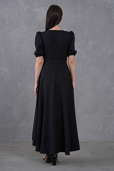 vuvutasarım Νέα σεζόν Γυναικείο φόρεμα με ζώνη ασύμμετρης κοπής ελαστικό Atlas ύφασμα μεσαίου μήκους με διπλό στήθος με λαιμόκοψη 410