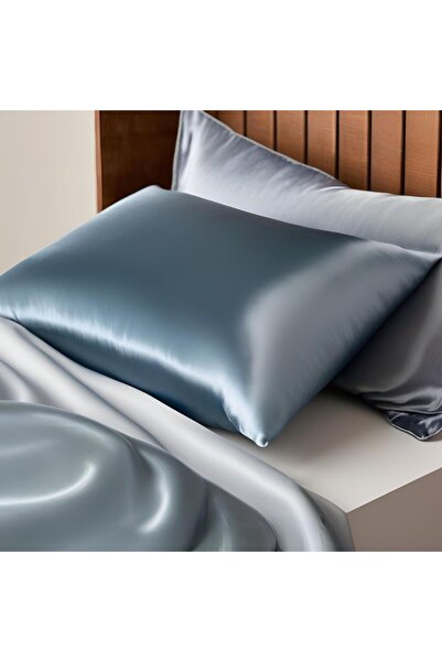 Genel Markalar Terletmeyen İpek Saten Yastık Kılıfı 2'li 50x70 Mavi