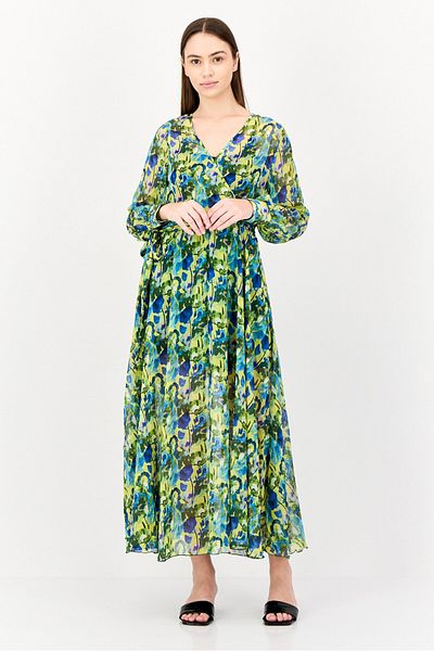 Spy Zone Exchange Women Floral Print Belted Maxi Dress, Multicolor