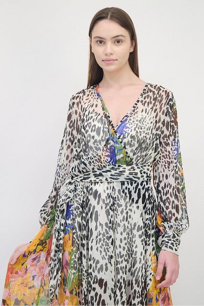 Spy Zone Exchange Women Floral Print Belted Maxi Dress, Multicolor