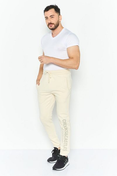 CROOKS CASTLES Men Regular Fit Plain Jogger Pants, Off White