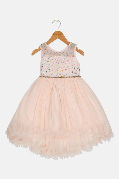 American Princess Kids Girl Textured Dress, Light Pink