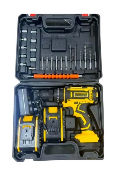 Toybox 21V Cordless Drill with 2 Batteries, Yellow