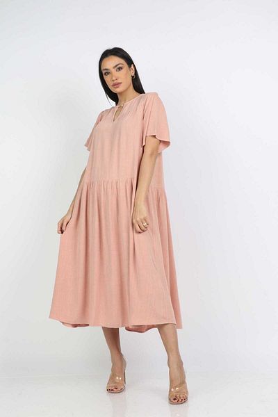 Nichii Short Sleeve Solid Midi Dress with Butterfly Sleeves