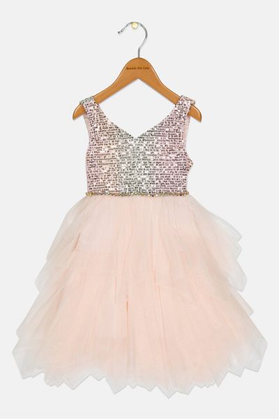 American Princess Toddlers Girl Textured Dress, Multicolor