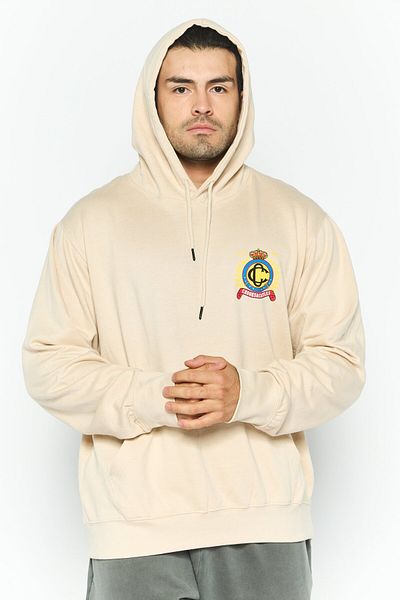 CROOKS CASTLES Men Hooded Brand Logo Long Sleeves Sweatshirt, Beige