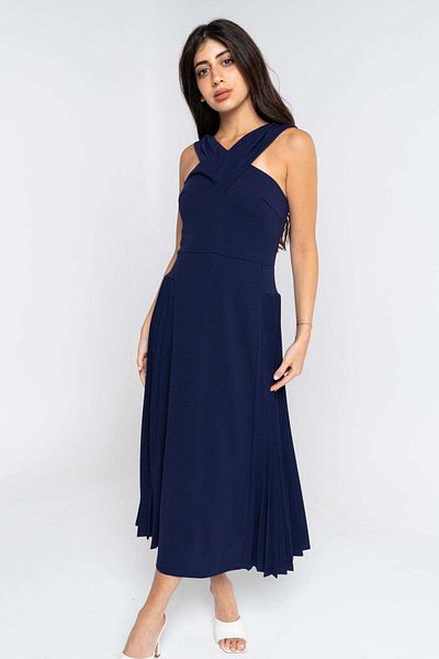 Nichii Pleated Sleeveless Midi Dress