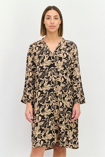 Robert Louis Stevenson Women Floral Pattern Midi Dress, Black