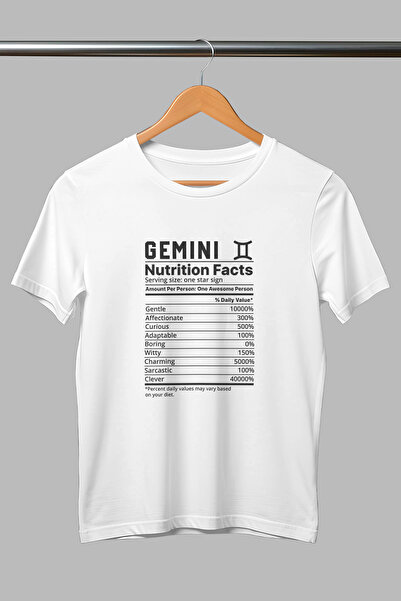 giftkonsept تي شيرت أبيض للجنسين من القطن مطبوع عليه علامة برج الجوزاء Gemini...