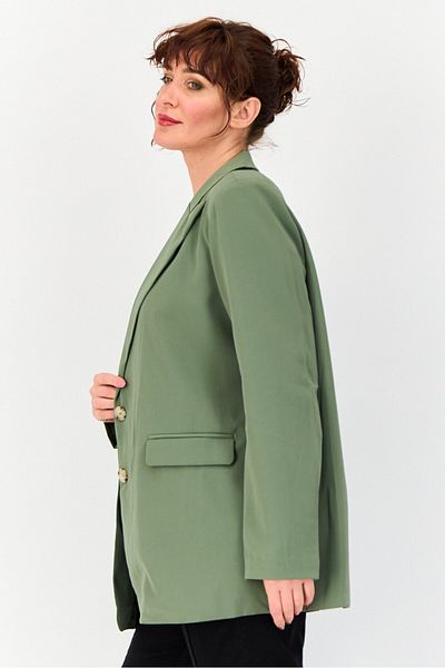 Archive Design Studio Women Regular Fit Plain Casual Blazer, Olive