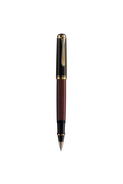Pelikan Material Metal, Souveran R400 Roller Pen, Gold-Plated Accessories, Color Black-Red, Herlitz