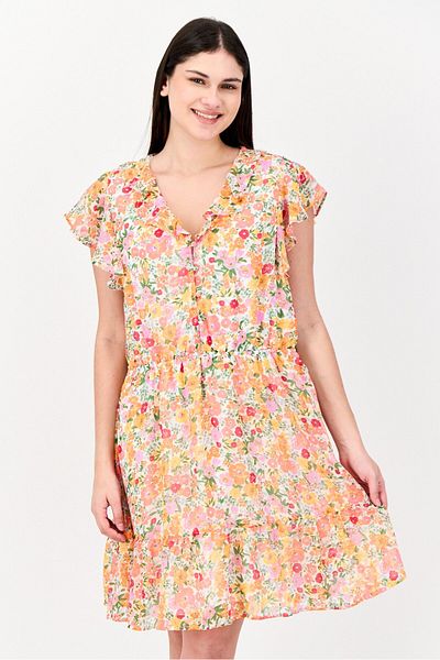 Marissa Olivia Women V Neck Floral Mini Dress, Multicolour