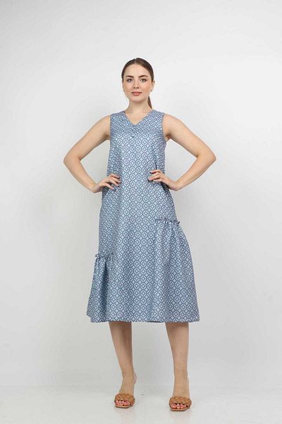 Nichii Women's Midi Dress with Front Buttons and No Sleeves