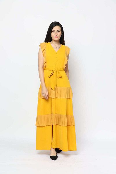 Nichii Long Waist-Belt Dress Without Sleeves
