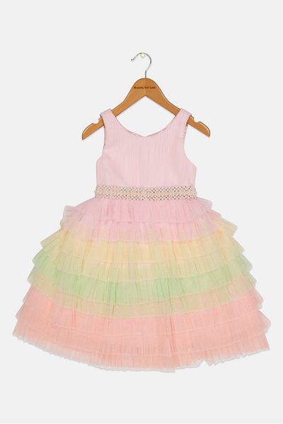 American Princess Toddlers Girl Beaded Dress, Multicolor