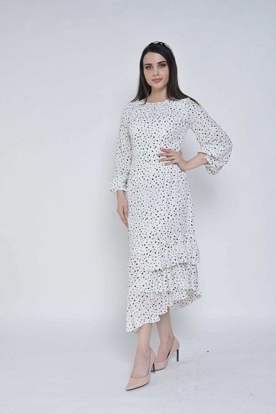 Nichii Polka Dot Long Sleeve Midi Dress