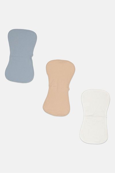 Dream Gro 3 Piece Plain Burp Clothes, Multi Color