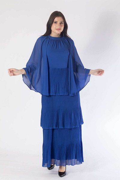 Nichii Women's Pleated Maxi Dress with Butterfly Sleeves