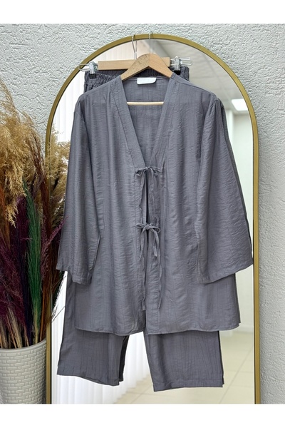 BENAHOLL Καλοκαιρινό Σετ Τσότσιρα με Παντελόνι/Σετ Τσότσιρα με Παντελόνι Φράουλα με Κορδόνια Μπροστά-MF213 Ανθρακίτη