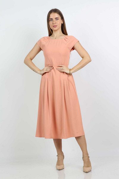 Nichii Solid Midi Dress with Short Sleeves