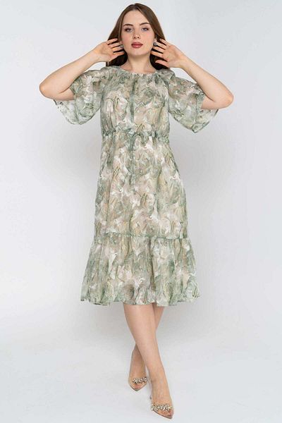 Nichii Printed Butterfly Sleeve Midi Dress