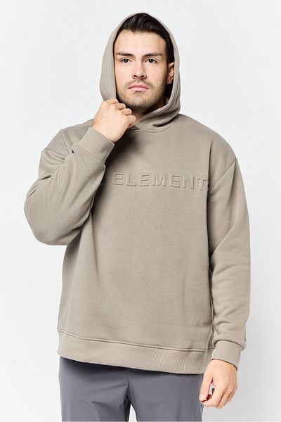 Core Elements Men Hooded Brand Logo Long Sleeve Sweatshirt, Taupe