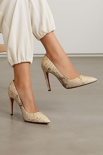 Deriderim Snakeskin Patterned Leather Stiletto Heeled Shoes