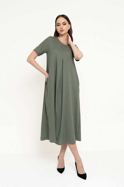 Nichii Women's Plain Midi Dress with Short Sleeves