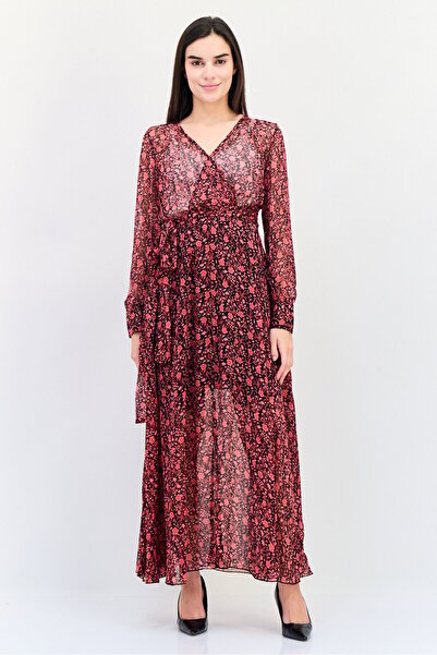 Spy Zone Exchange فستان ماكسي نسائي بحزام وطبعة زهور