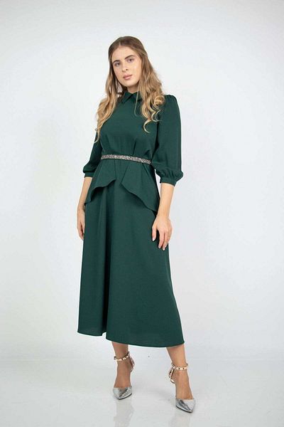 Nichii 3/4 Sleeve Midi Dress with Waist Belt