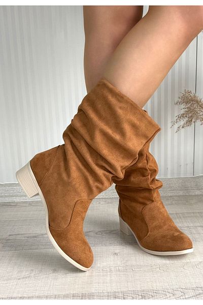 Zerenyus Μπότες Jolin Tan Suede Cowboy Style
