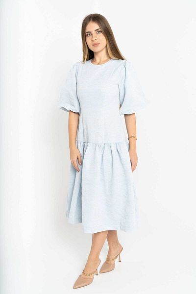 Nichii Women's Plain Wide Midi Dress with Half Sleeves