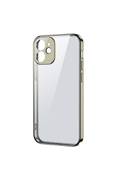 Joyroom Ultra cienkie przezroczyste etui z metaliczną ramką do iPhone 12 Pro Max złoty