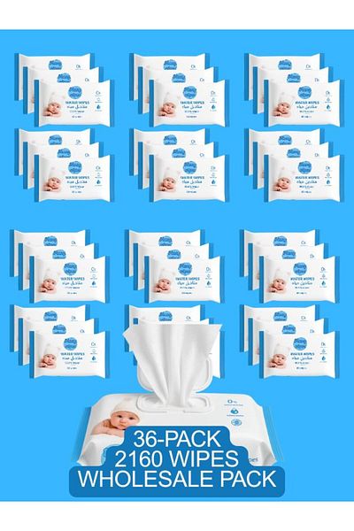 Mamy Wipes Water Wipes, 36 x 60 Wipes (2160 Total) – 99.9% Water, Wholesale Bundle