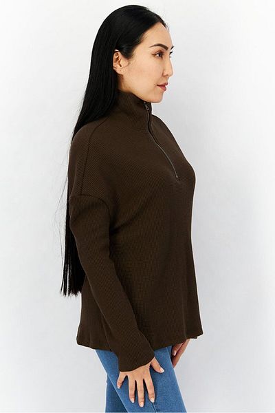Nphilanthropy Women Mock Neckline Textured Pullovers, Chocolate