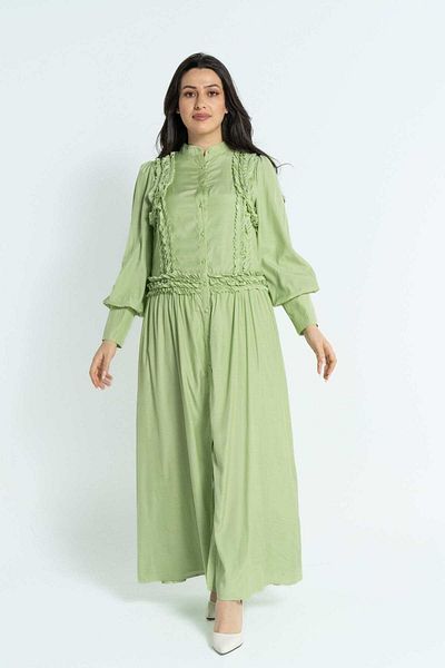 Nichii Women's Long Sleeve Maxi Dress with Front Buttons