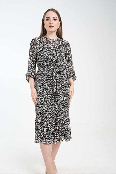 Nichii Floral Long Sleeve Midi Dress with Waist Detail