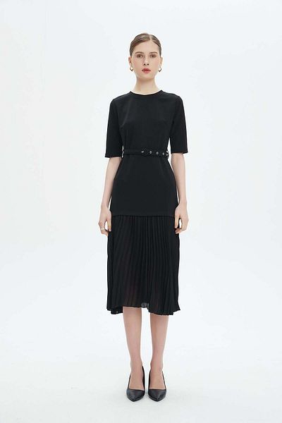 Nichii Women's Midi Dress with Pleated Hem