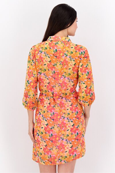 Marissa Olivia Women Floral Print Shirt Dress, Red