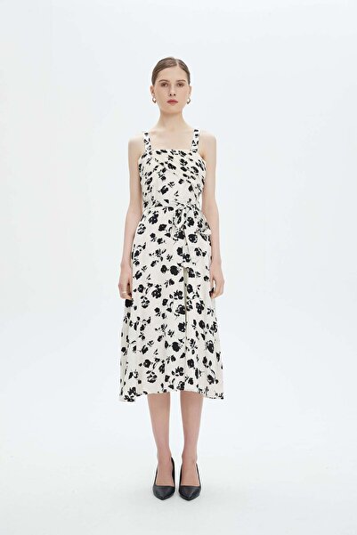 Nichii Floral Print Midi Dress with Thin Straps