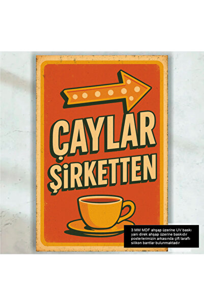 Hayat Poster çaylar şirketten komik esprili sözler duvar yazıları retro ahşap...