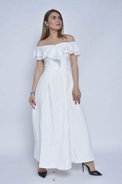 Nichii Solid Long Off-Shoulder Dress