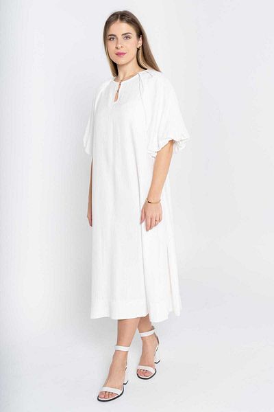 Nichii Simple 3/4 Sleeve Midi Dress with Round Neck