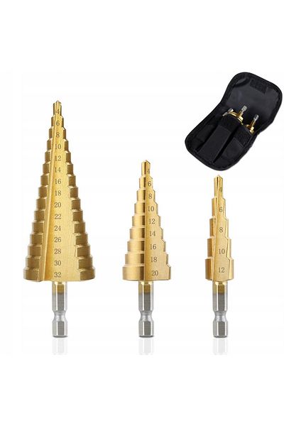 Rosfix Zestaw wierteł stopniowych stożkowych 3szt. 4-32mm w etui