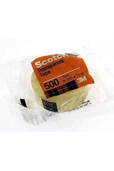 3M 500 Scotch Transparent Tape (18mm X 33m, OS-PM001-3A) - Pack of 8 Rolls