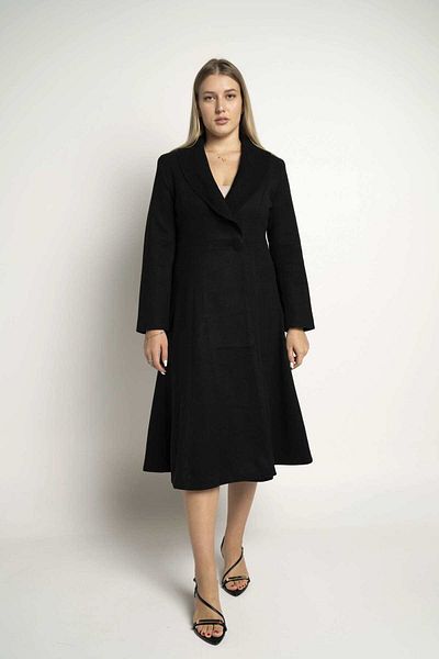 Nichii Women's Long Sleeve Midi Dress with Front Button Detail