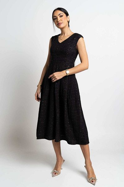 Nichii Women's Sleeveless Midi Dress with Waist Cinch